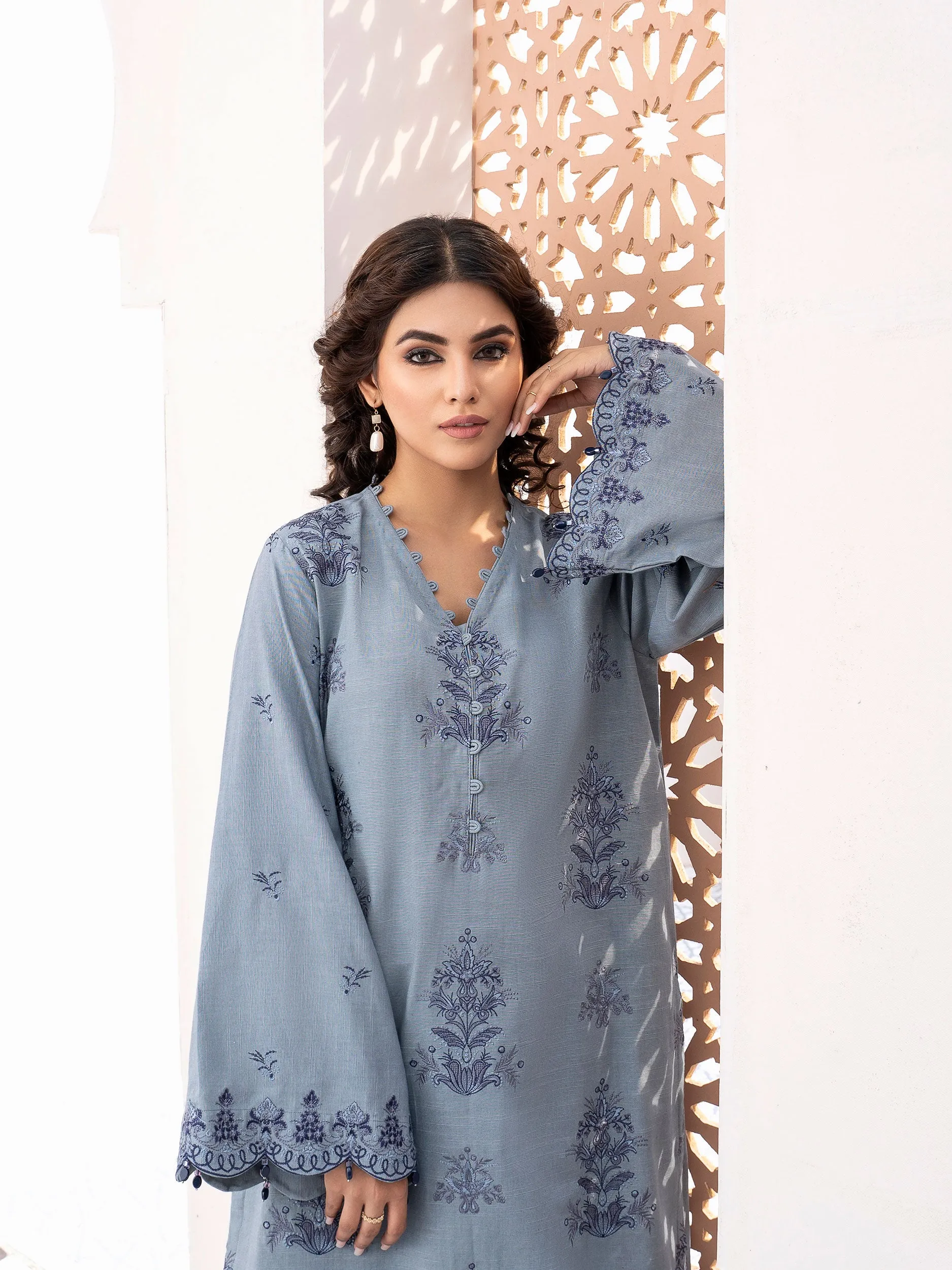 2 Piece Embroidered Khaddar Suit