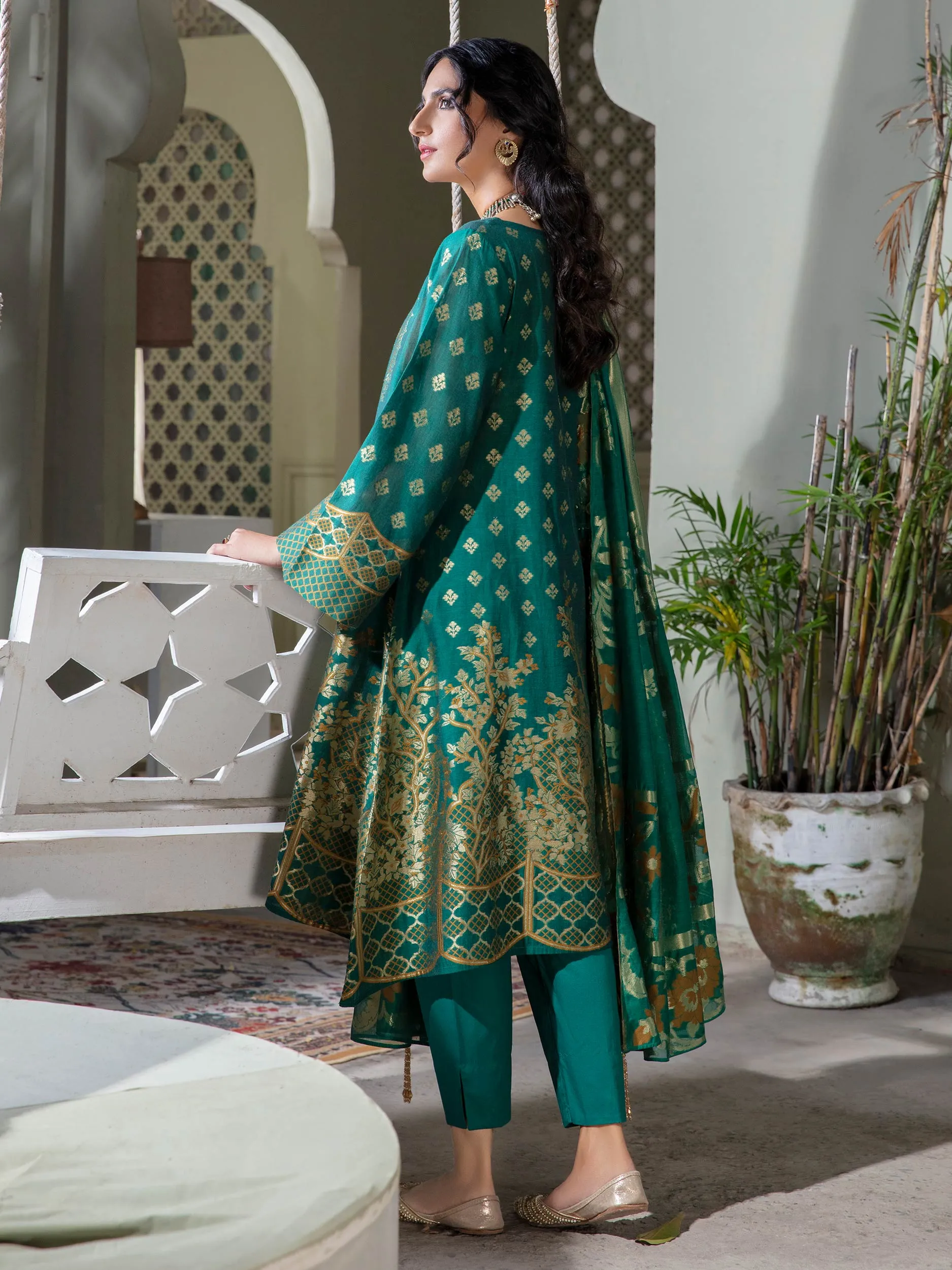 3 Piece Jacquard Suit-Printed (Unstitched)