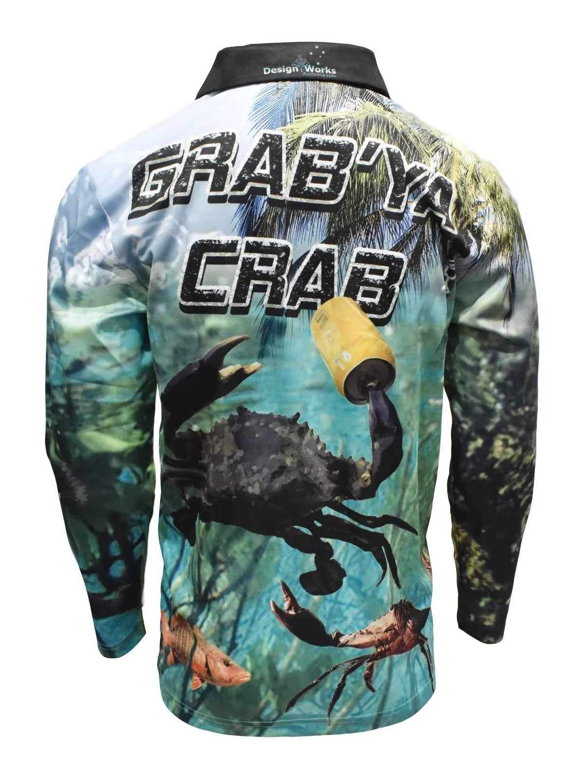 Adult Long Sleeve Button Fishing Shirts - Grab Ya Crab