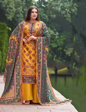 Alok Woolen Pashmina Yellow Winter Unstitched Suit With Dupatta