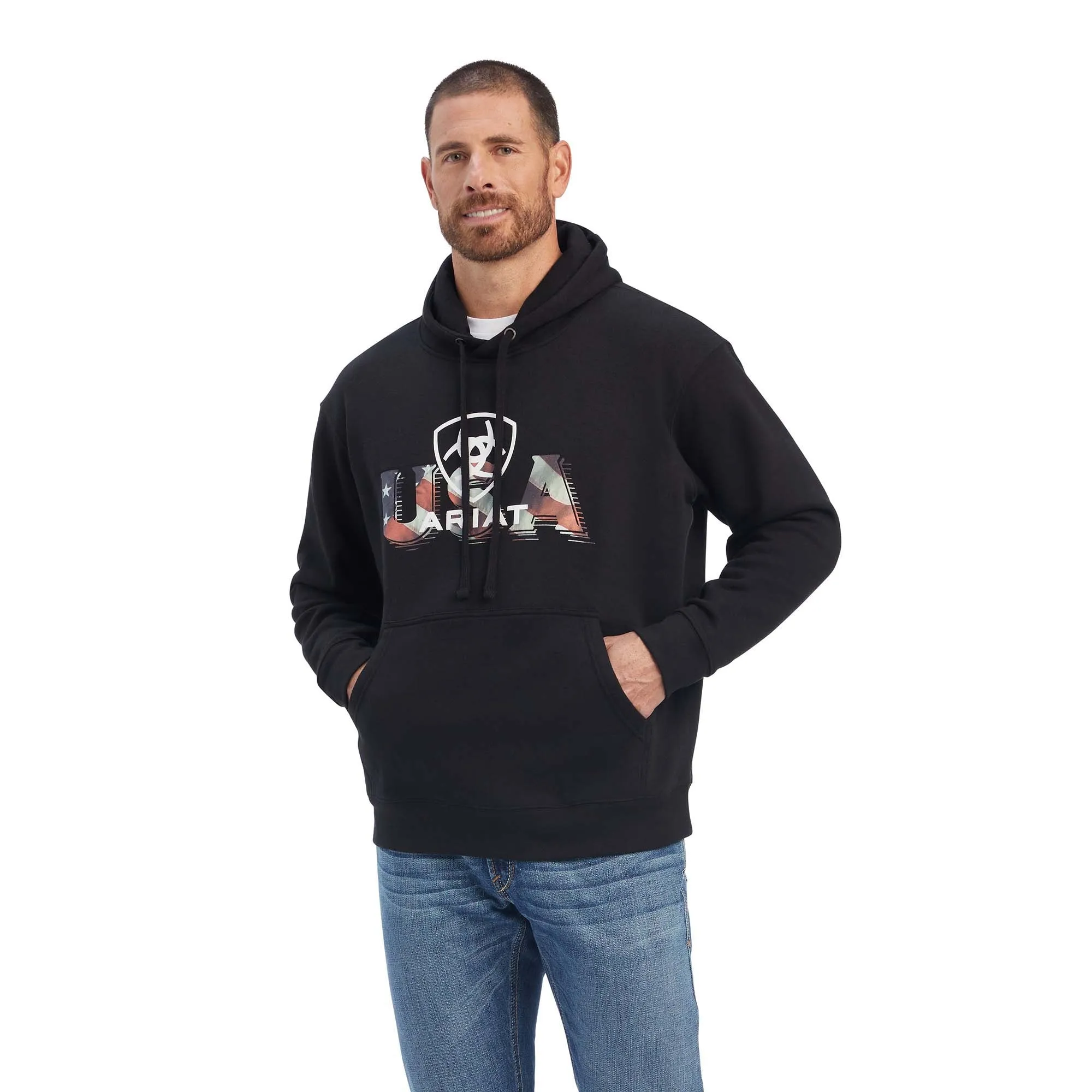 Ariat USA Proud Sweatshirt Hoodie, Unisex, Black