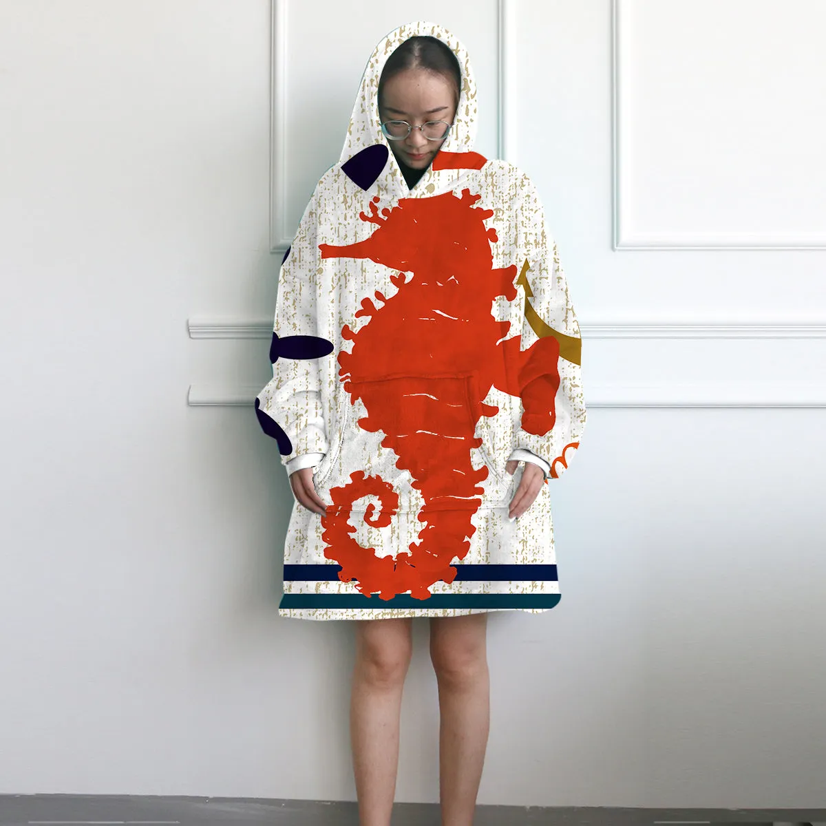 Beachy Seahorse Wearable Blanket Hoodie