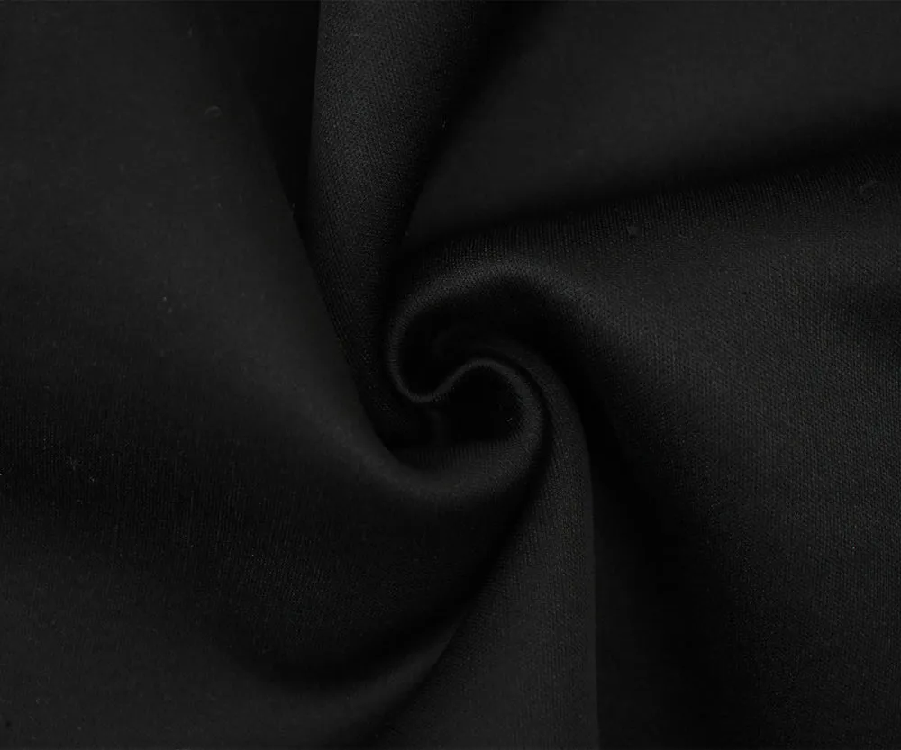 Black Melton Wool and Polyester Blend Bonded Brushed Woven Jacketing Fabric