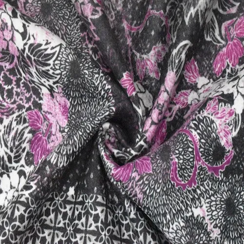 Black/Multi Tile Printed Double Flannelette Fabric