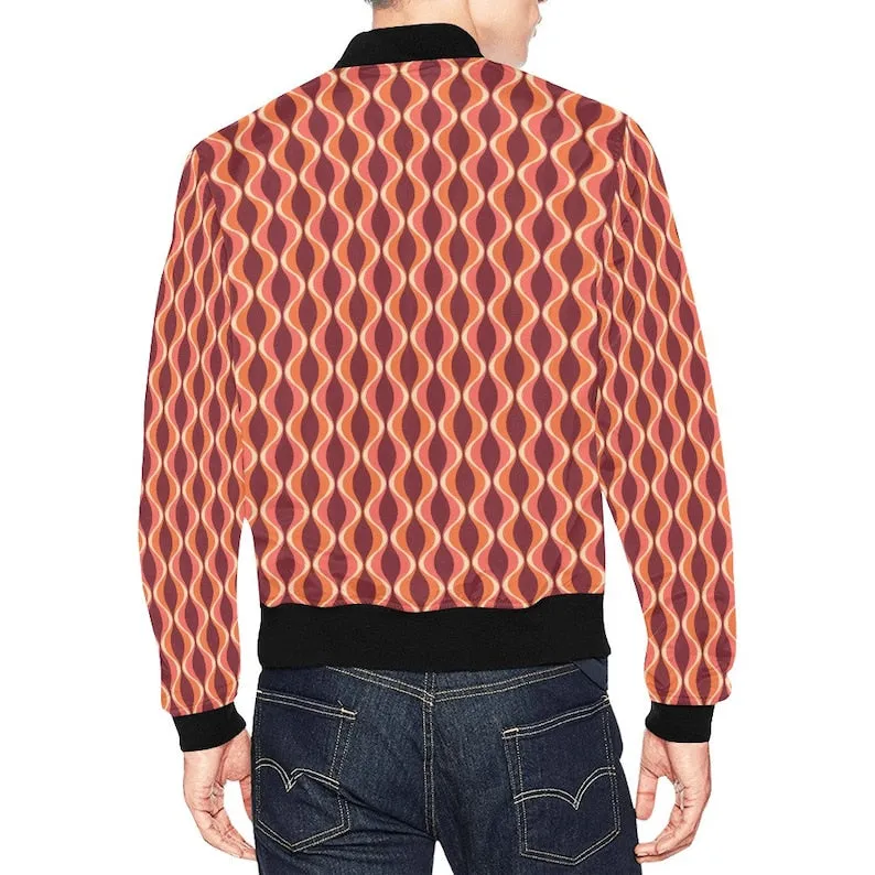 Bomber Jacket Men, 70s Bomber Jacket Men, 70s style Bomber Jacket, Retro Bomber Jacket Men, Retro Jacket Men,Geometric Bomber Jacket