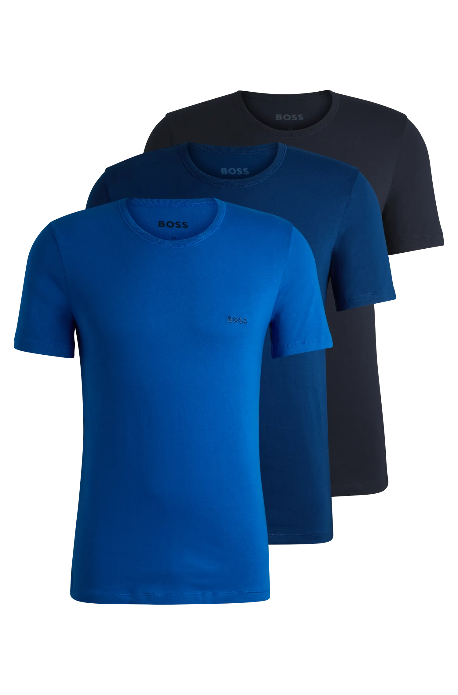 BOSS Men's Classic 3 Pack T-Shirts - Blue Mix