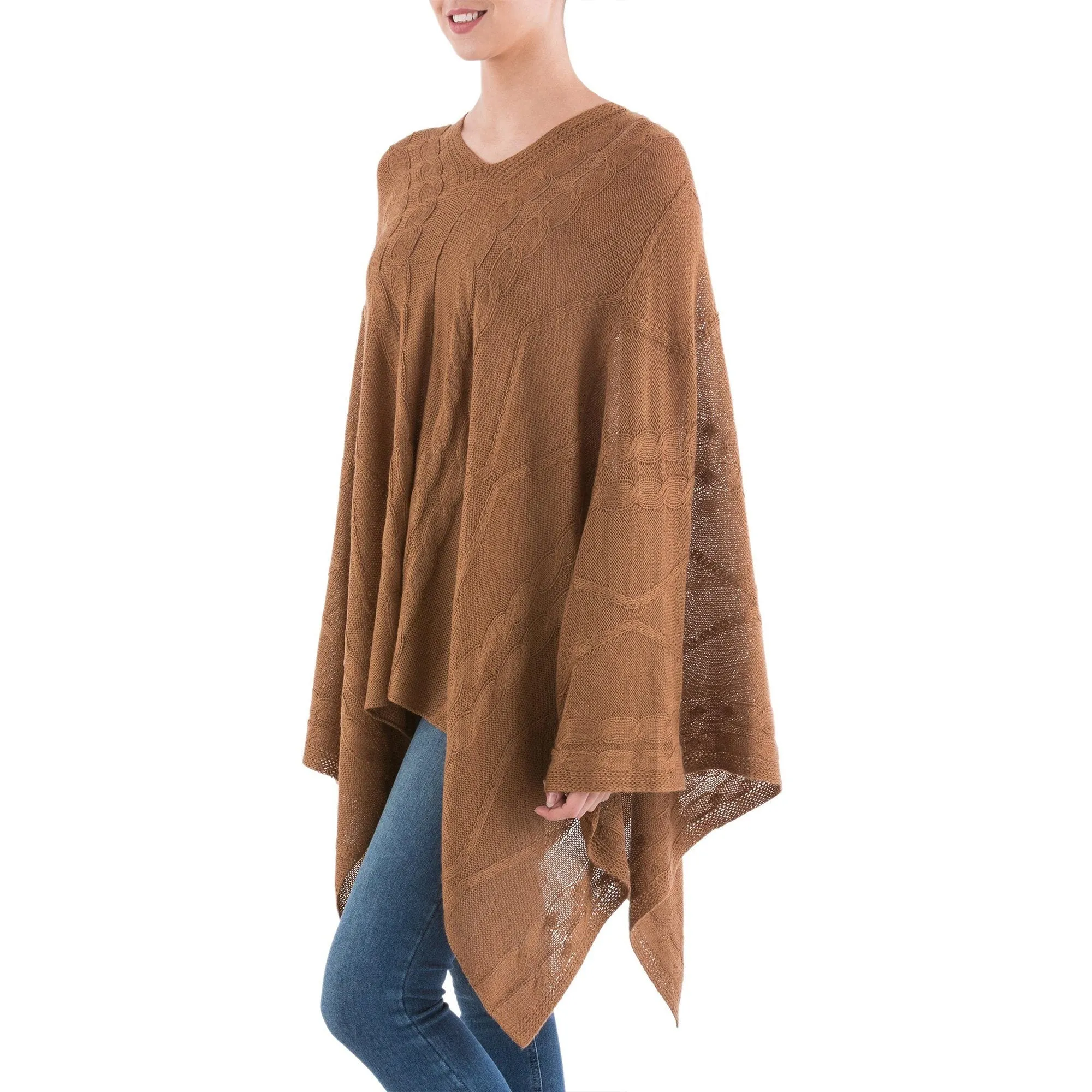 Brown Lightweight Peruvian Poncho