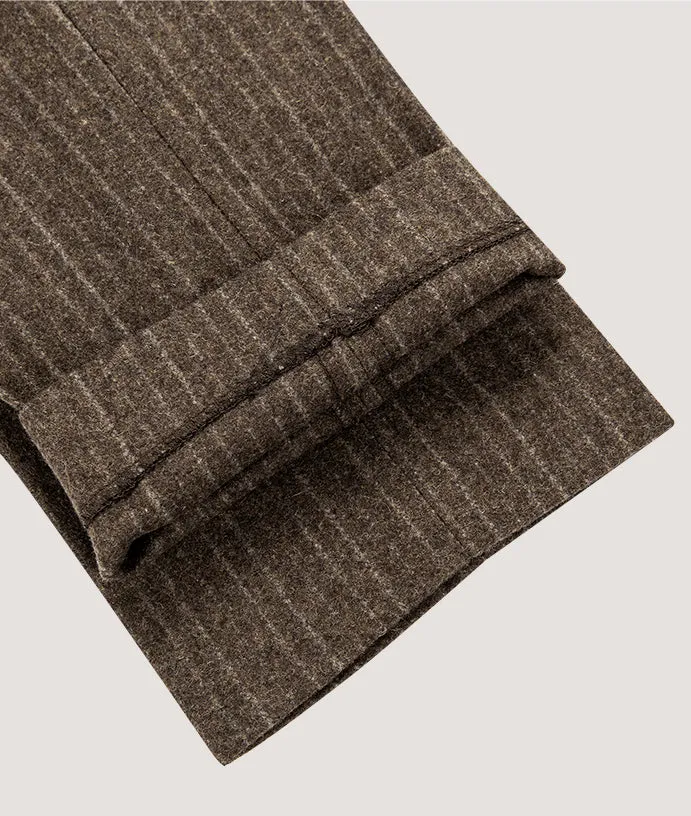 Brown Stripe Wool Blend Winter Suit