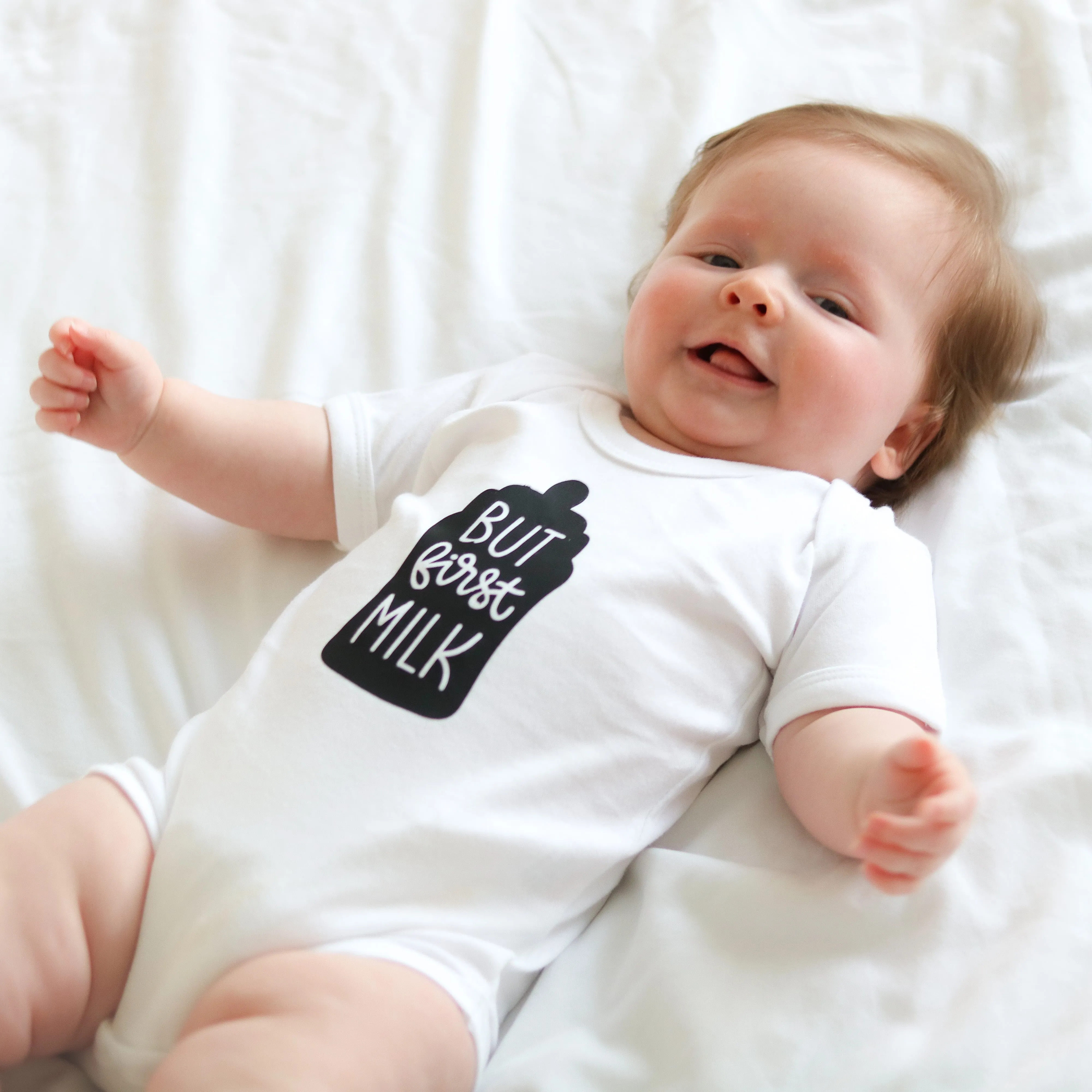 'But first, milk' Baby Vest