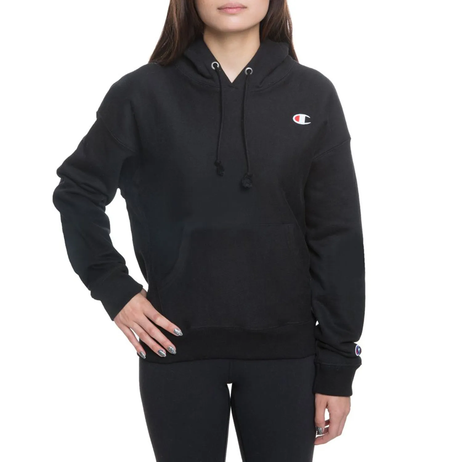 Champion Reverse Weave Fleece Women's Pullover Hoodie Black