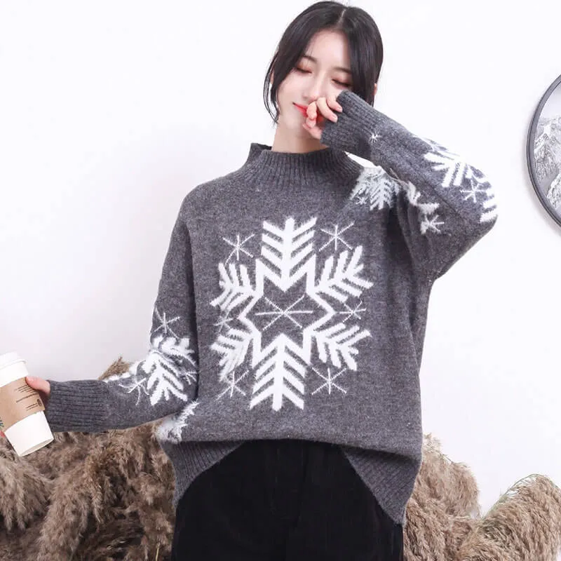 Christmas Snow Mock Neck Sweater