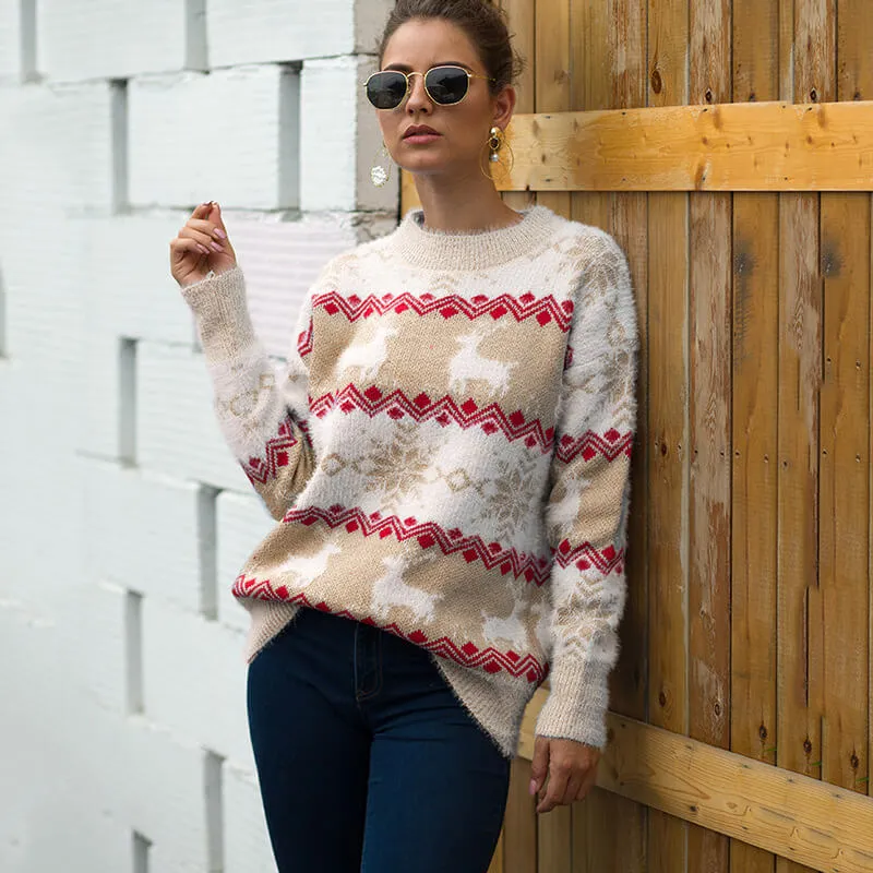 Christmas Snowflakes Jacquard Knit Sweater