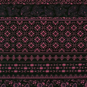 Dark Ink/Pink Deco Stripe Double Brushed Jersey Knit Fabric