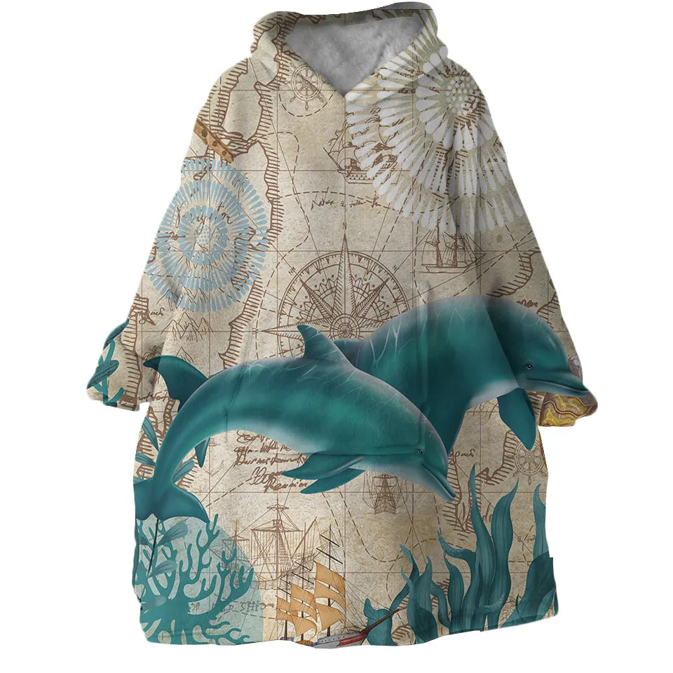 Dolphin Love Wearable Blanket Hoodie