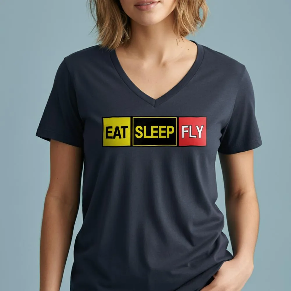 Eat Sleep Fly - Women's V-Neck T-Shirt