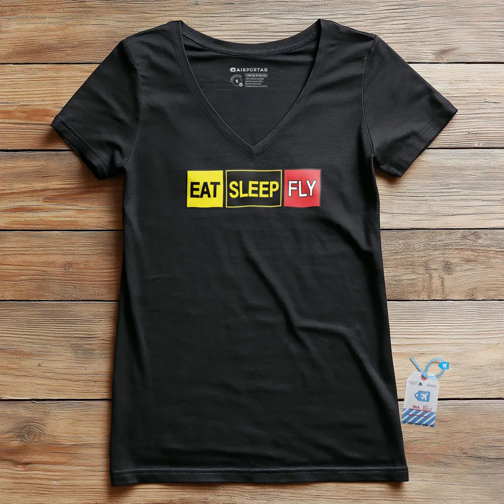 Eat Sleep Fly - Women's V-Neck T-Shirt