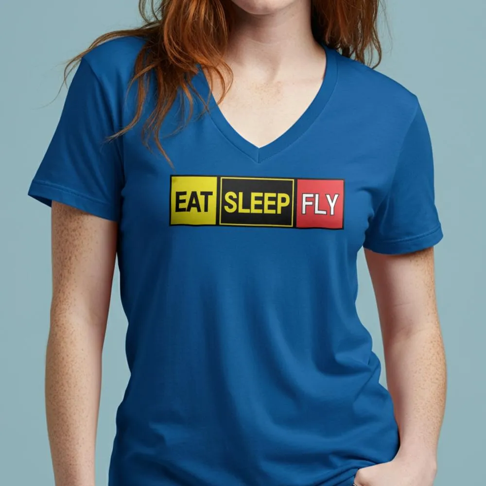 Eat Sleep Fly - Women's V-Neck T-Shirt