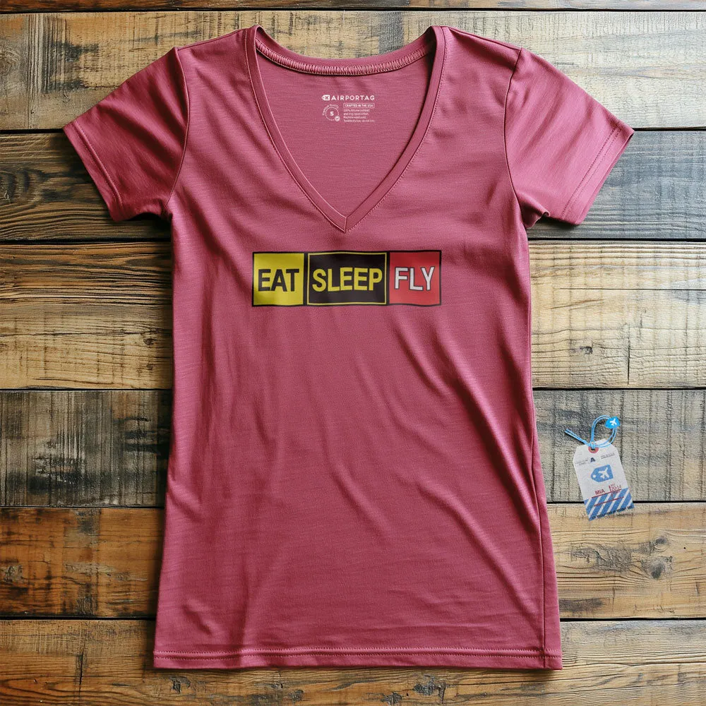 Eat Sleep Fly - Women's V-Neck T-Shirt