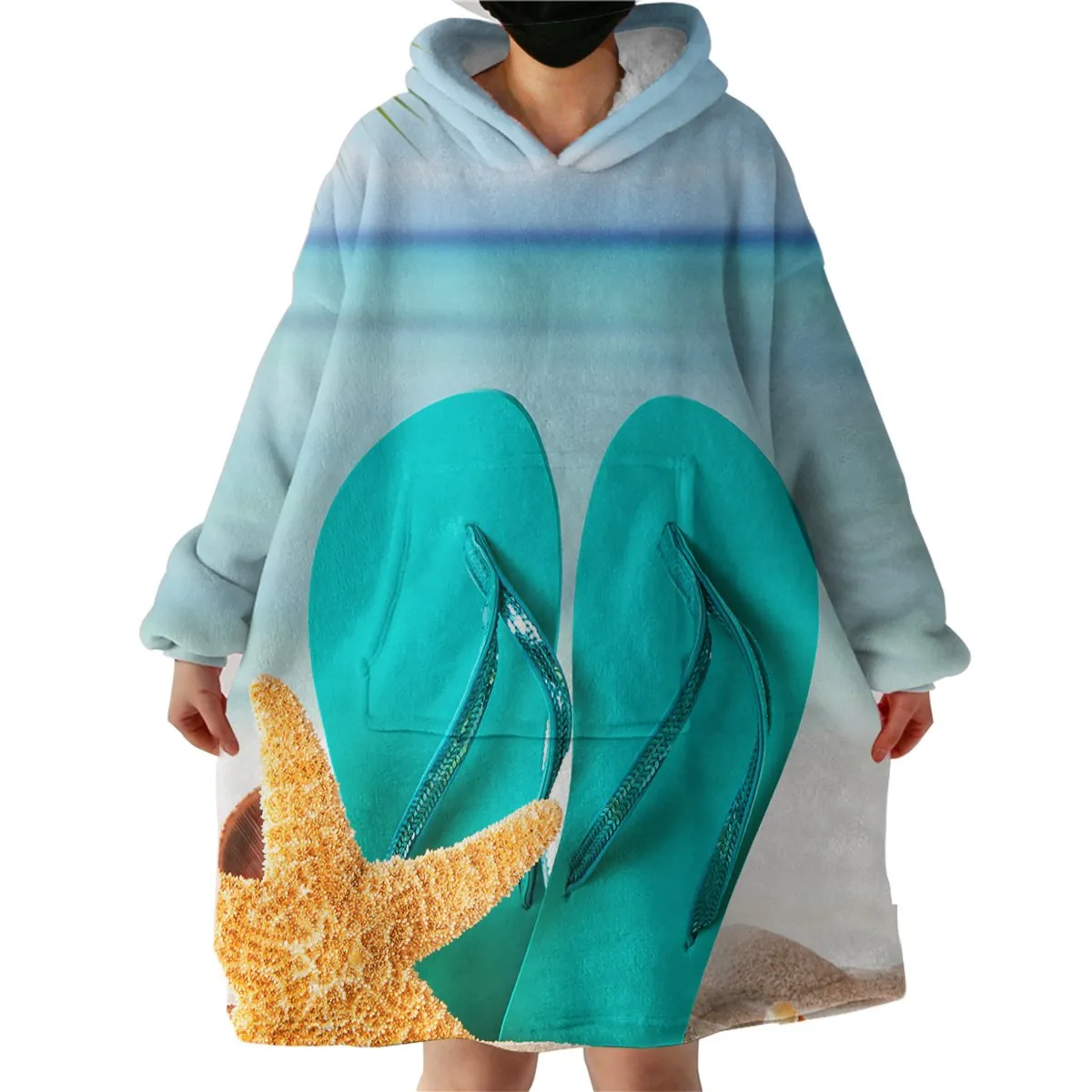 Flip Flops on the Beach Wearable Blanket Hoodie