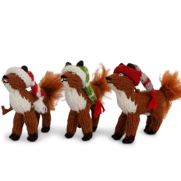 Fox with Hat Ornament, Set of 3