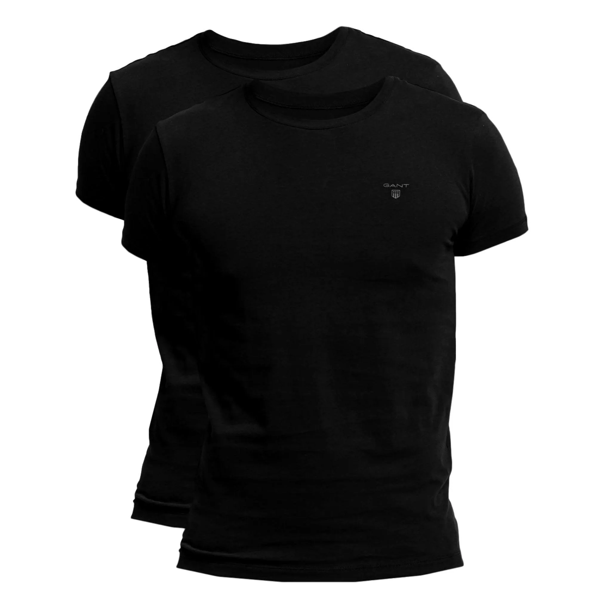 Gant 2 Pack Stretch Cotton Crew Neck T-Shirt - Black