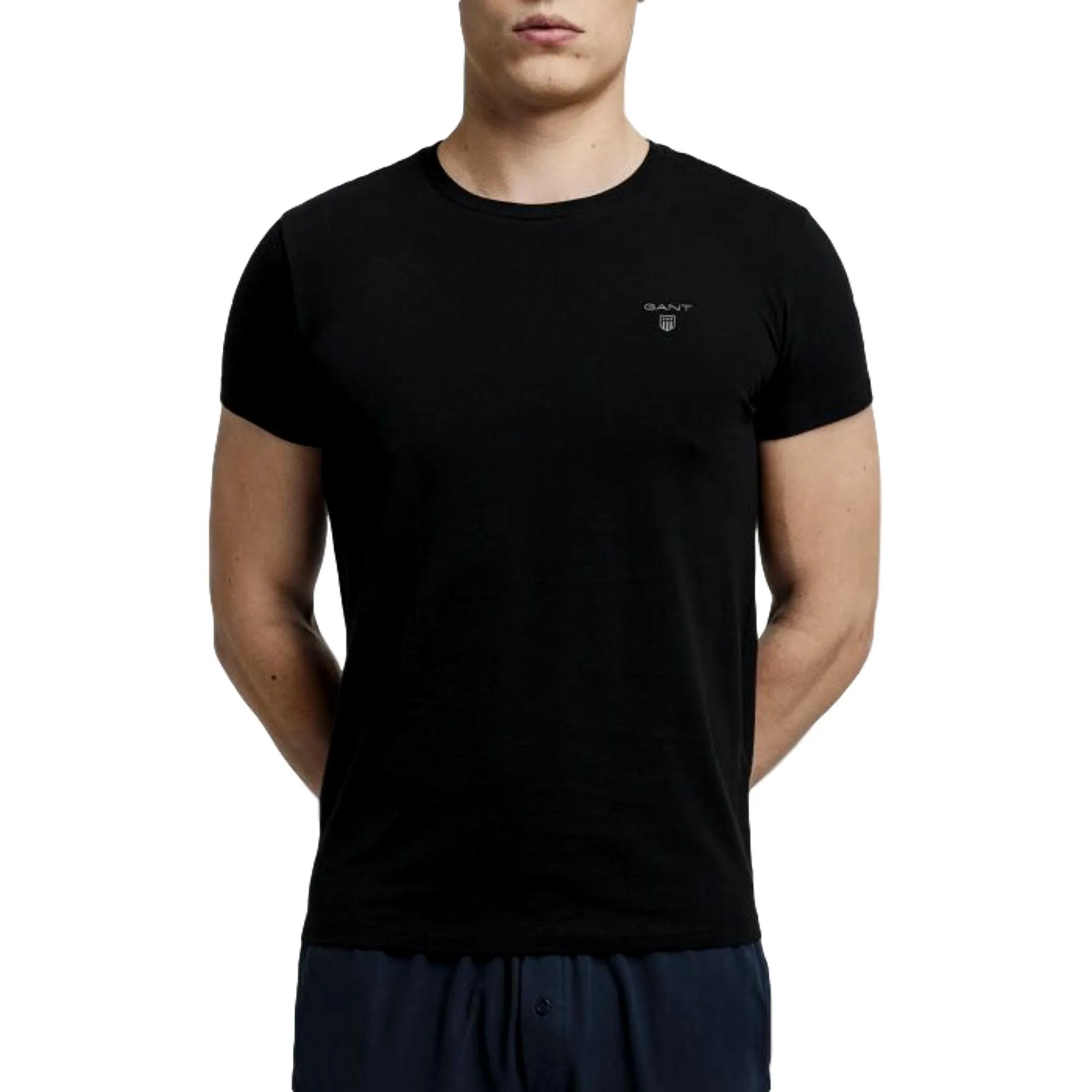 Gant 2 Pack Stretch Cotton Crew Neck T-Shirt - Black