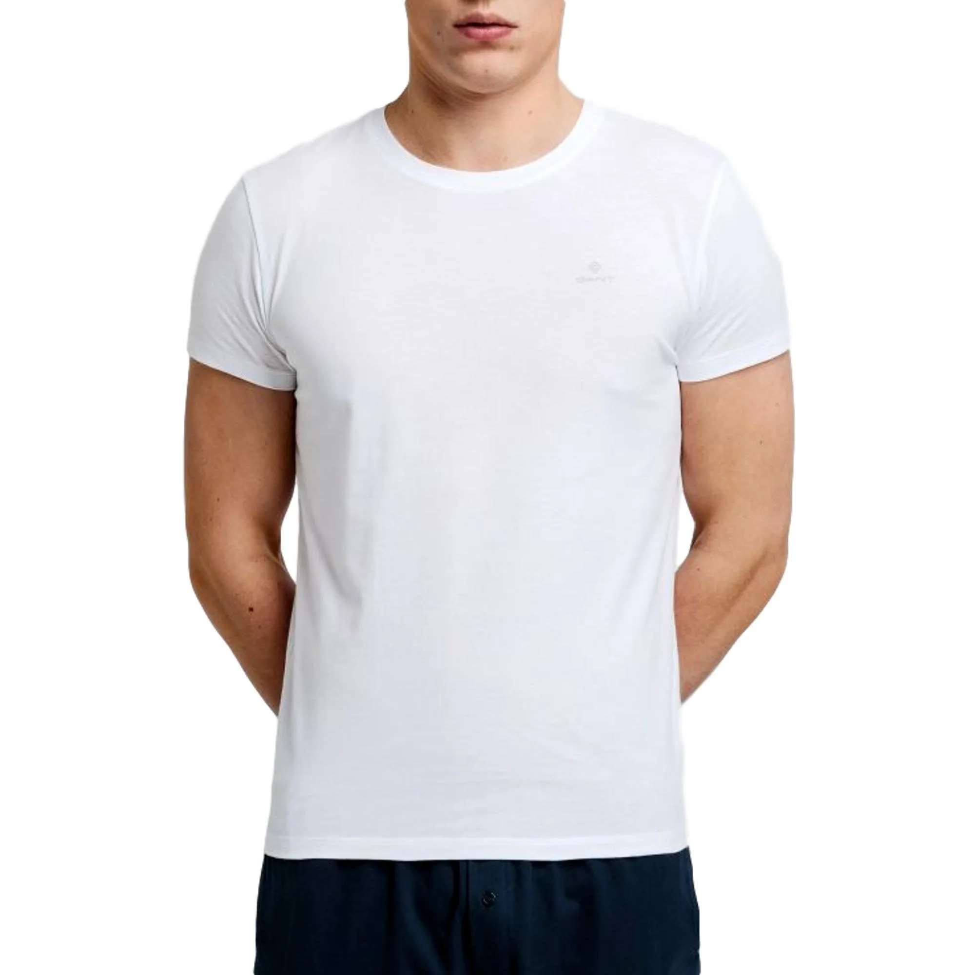 Gant 2 Pack Stretch Cotton Crew Neck T-Shirt - White