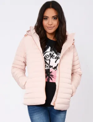 Ginger 2 Quilted Hooded Puffer Jacket in Blush Pink - Tokyo Laundry