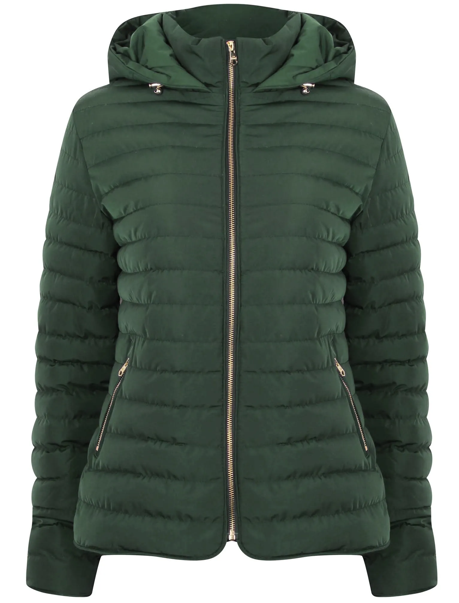 Ginger 2 Quilted Hooded Puffer Jacket in Dark Green - Tokyo Laundry