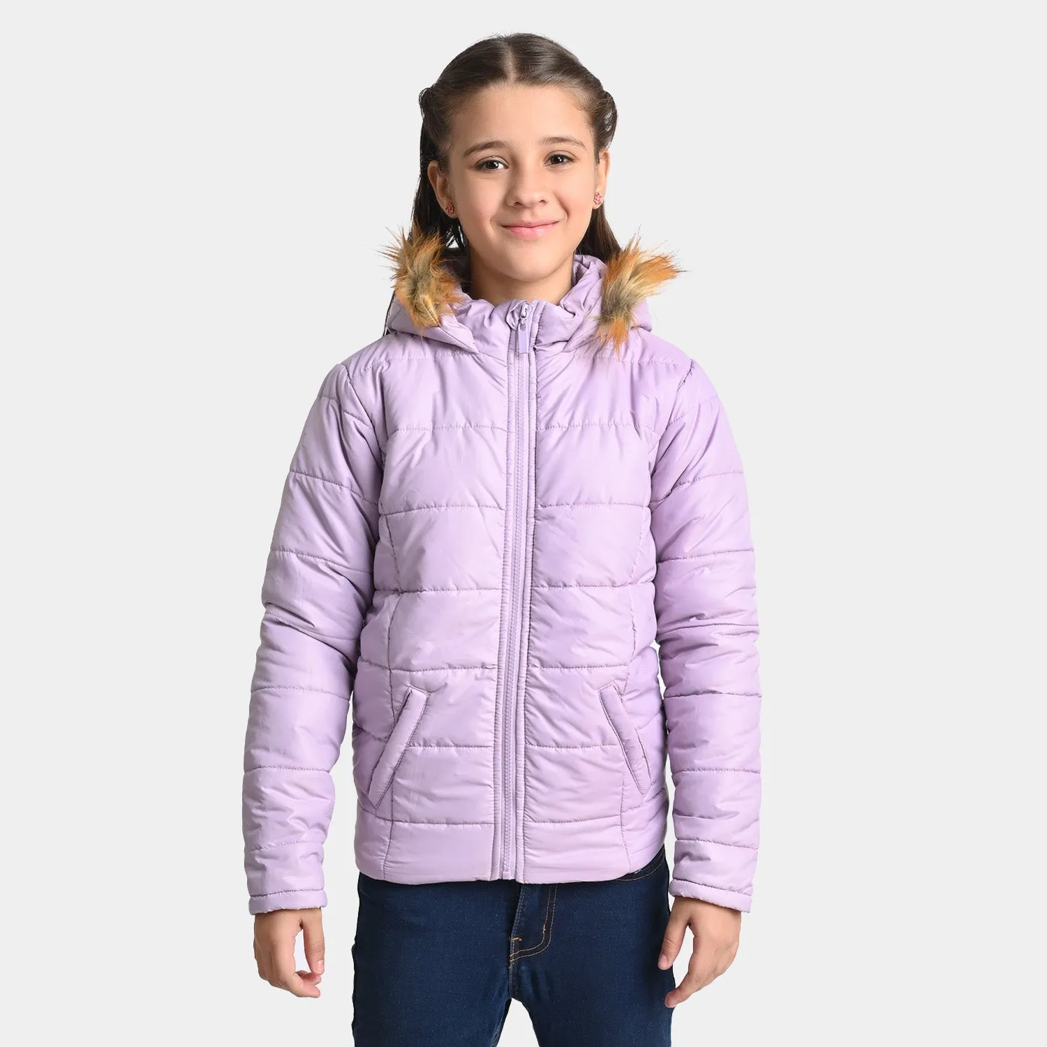 Girls Taffeta Quilted Jacket Violet Tulip