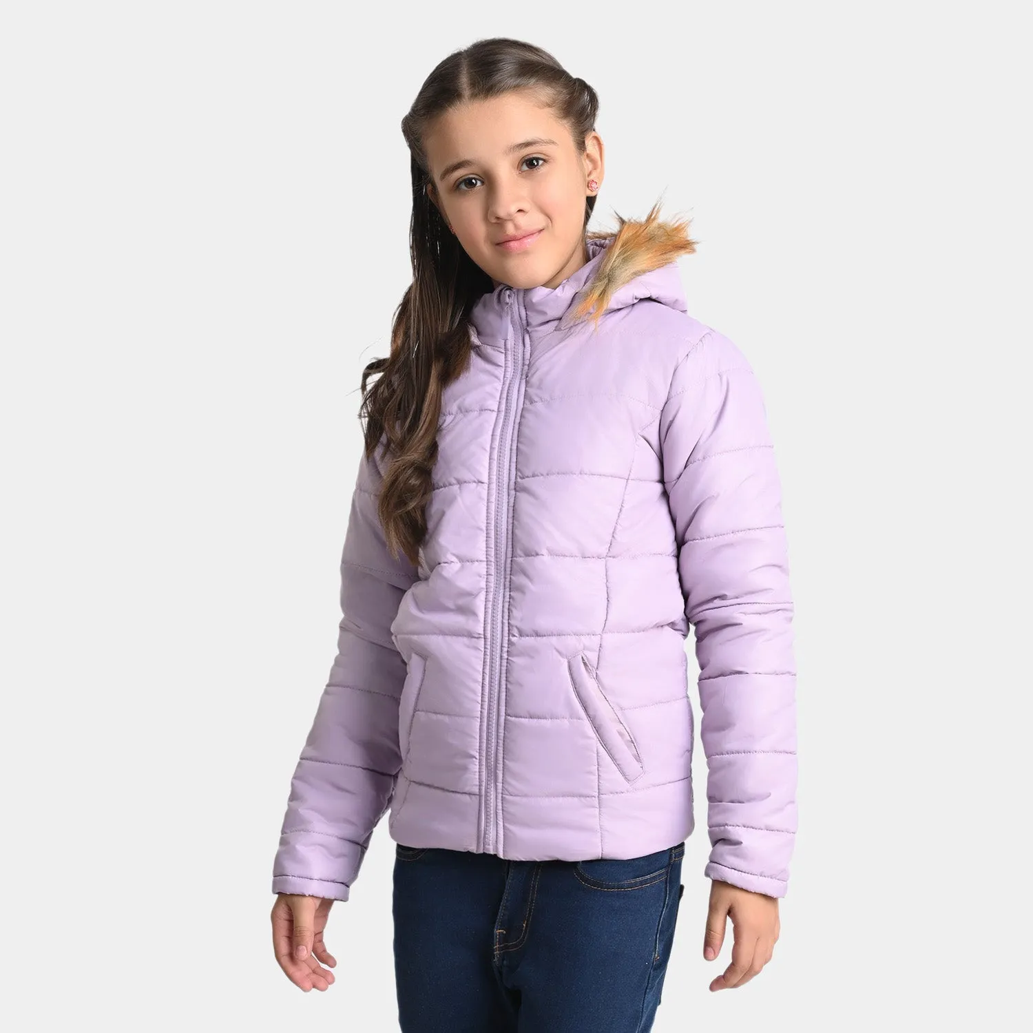 Girls Taffeta Quilted Jacket Violet Tulip