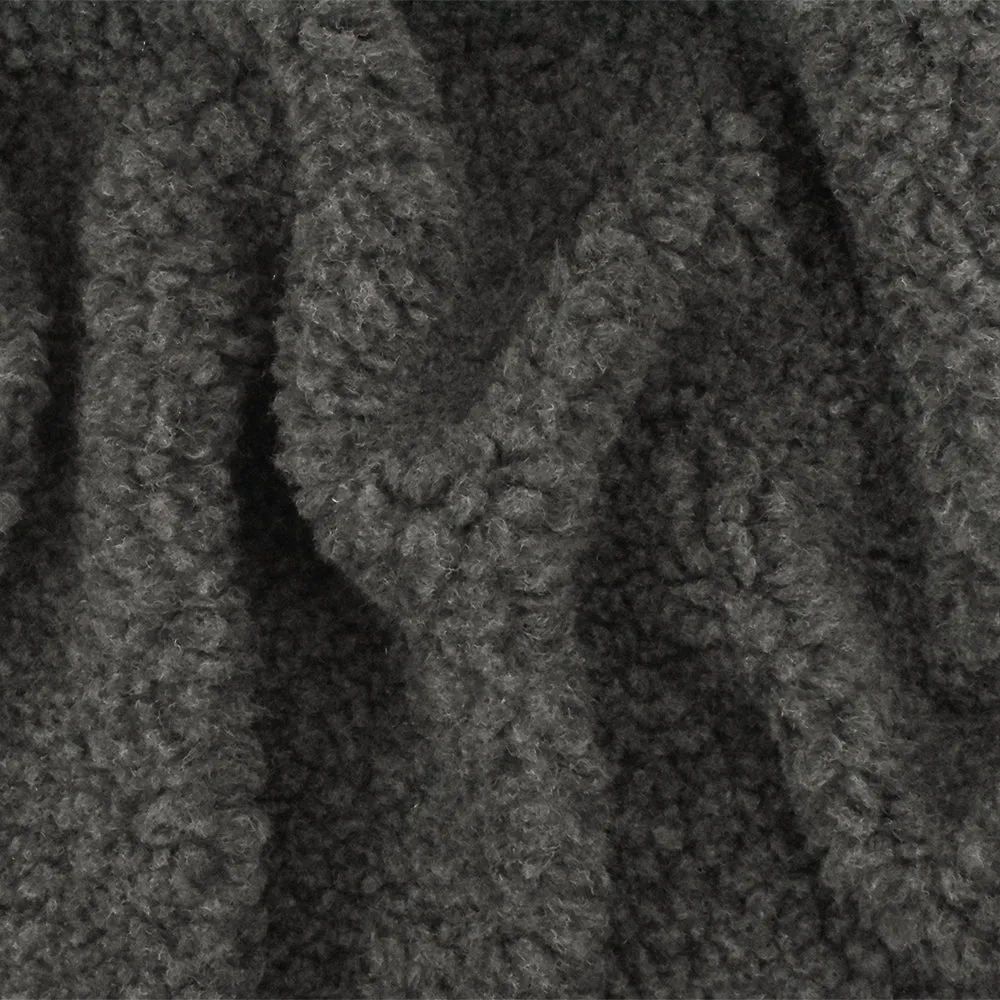 Gray Famous Designer Poly Sherpa Faux Fur Fleece Knit Fabric