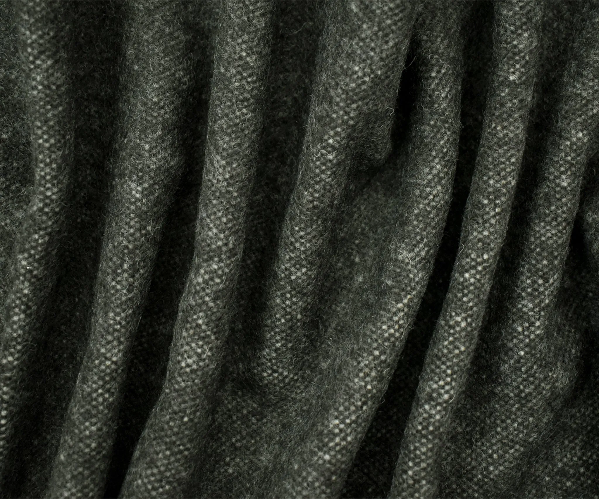 Green-Off-White Wool Tweed-Like Double Woven Brushed Back Jacketing Fabric