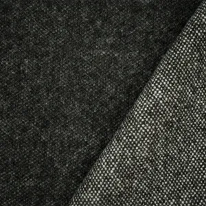 Green-Off-White Wool Tweed-Like Double Woven Brushed Back Jacketing Fabric