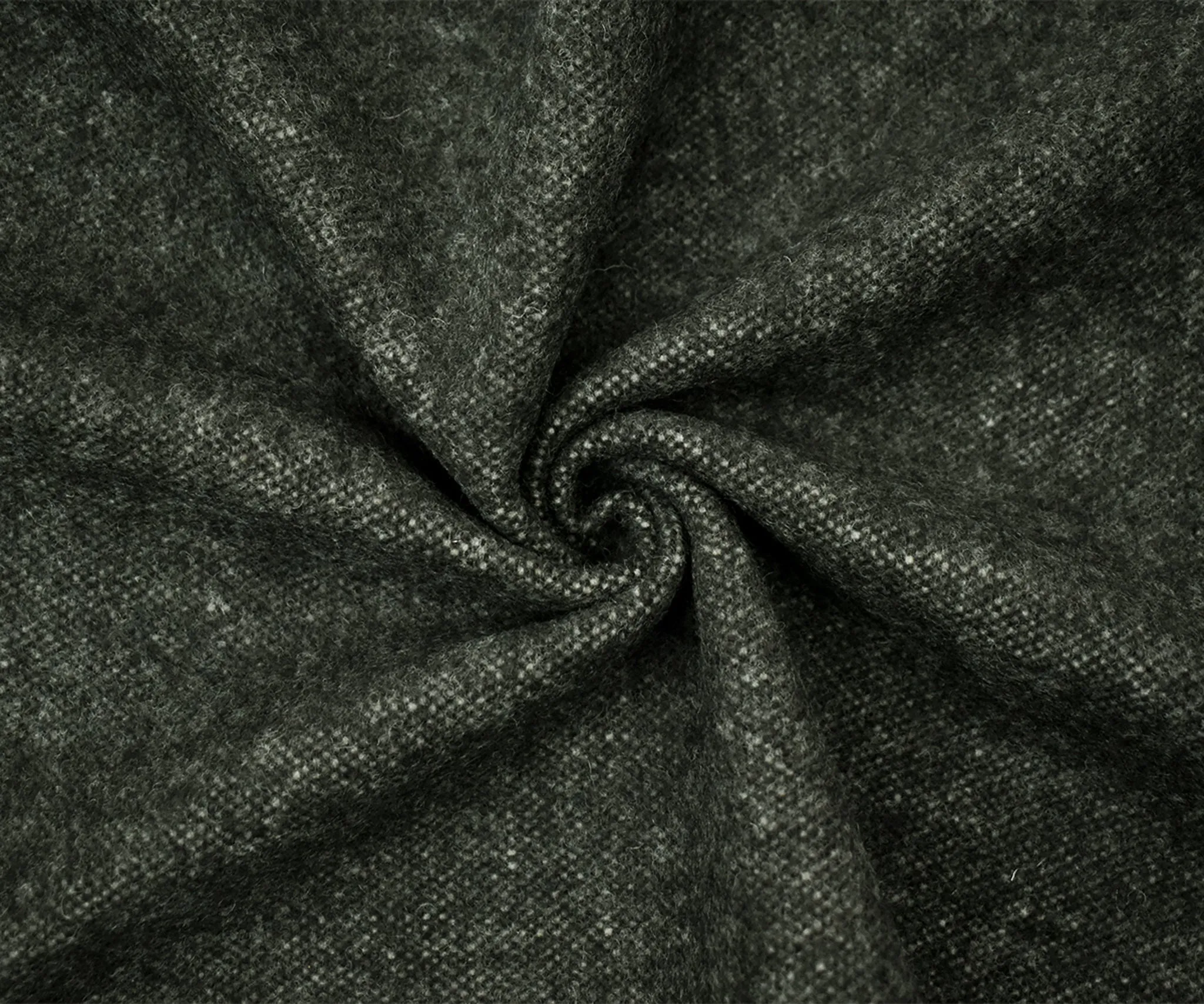 Green-Off-White Wool Tweed-Like Double Woven Brushed Back Jacketing Fabric