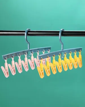 Hanger Bar with 8 Pegs, Yellow, Plastic