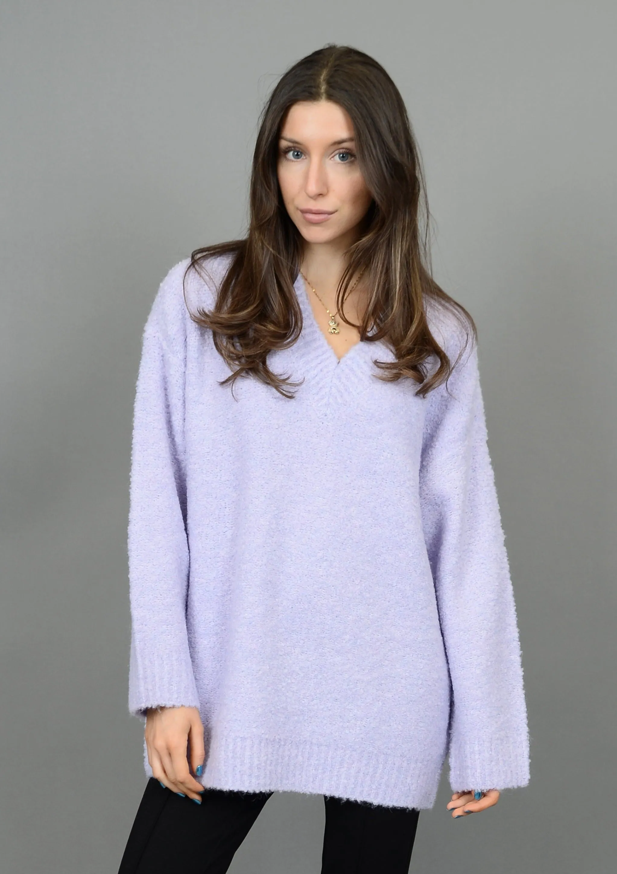 Hripsime Long Sleeve V-Neck Pull-Over | Lilac