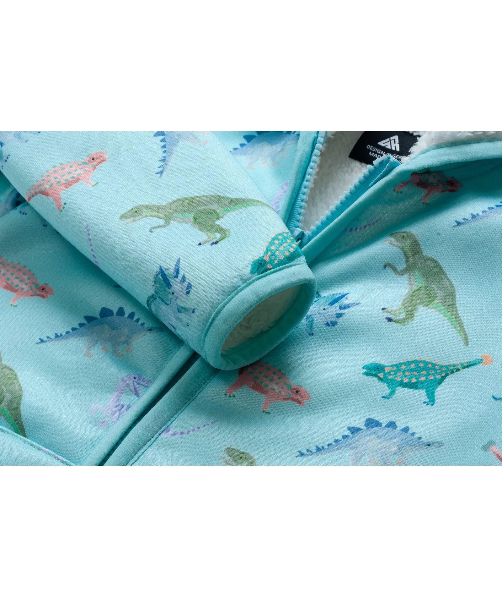 Kid's Zip Up Dinosaur Print Fleece Hoodie-ZPK006175