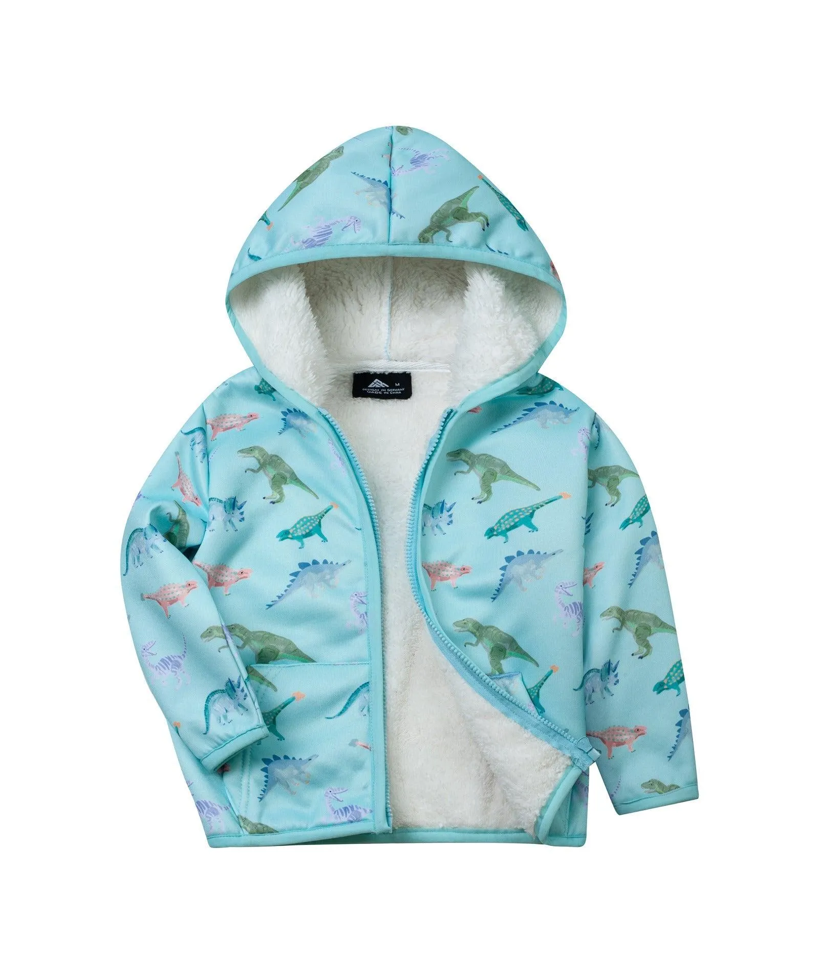 Kid's Zip Up Dinosaur Print Fleece Hoodie-ZPK006175