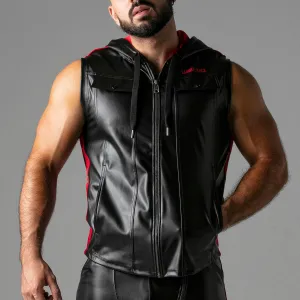 Locker Gear Leatherette Sleeveless Hoody Red