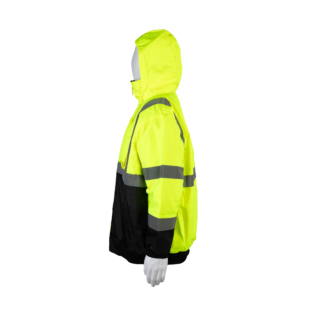 LQBBJ-C3 ANSI Class 3 LIME/BLACK Bottom Waterproof Quilted Bomber Jacket