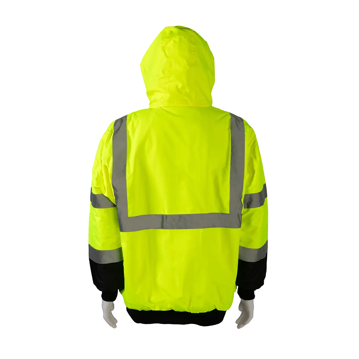 LQBBJ-C3 ANSI Class 3 LIME/BLACK Bottom Waterproof Quilted Bomber Jacket