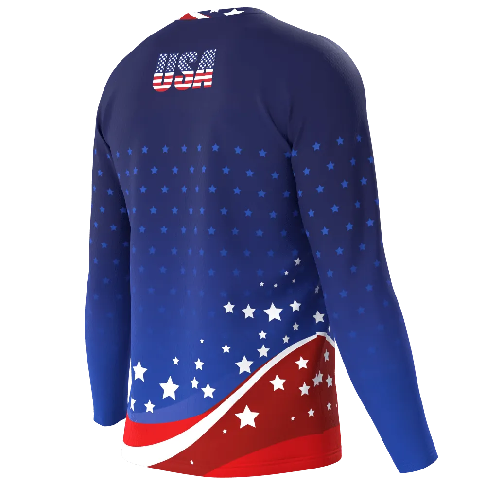 Men's American Stars and Stripes USA Icon Long Sleeve Running Shirt