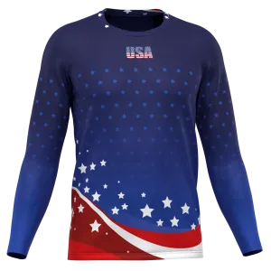 Men's American Stars and Stripes USA Icon Long Sleeve Running Shirt