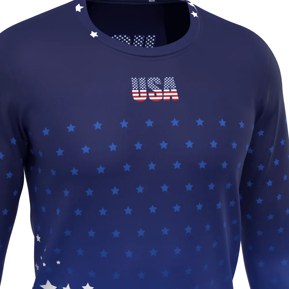 Men's American Stars and Stripes USA Icon Long Sleeve Running Shirt