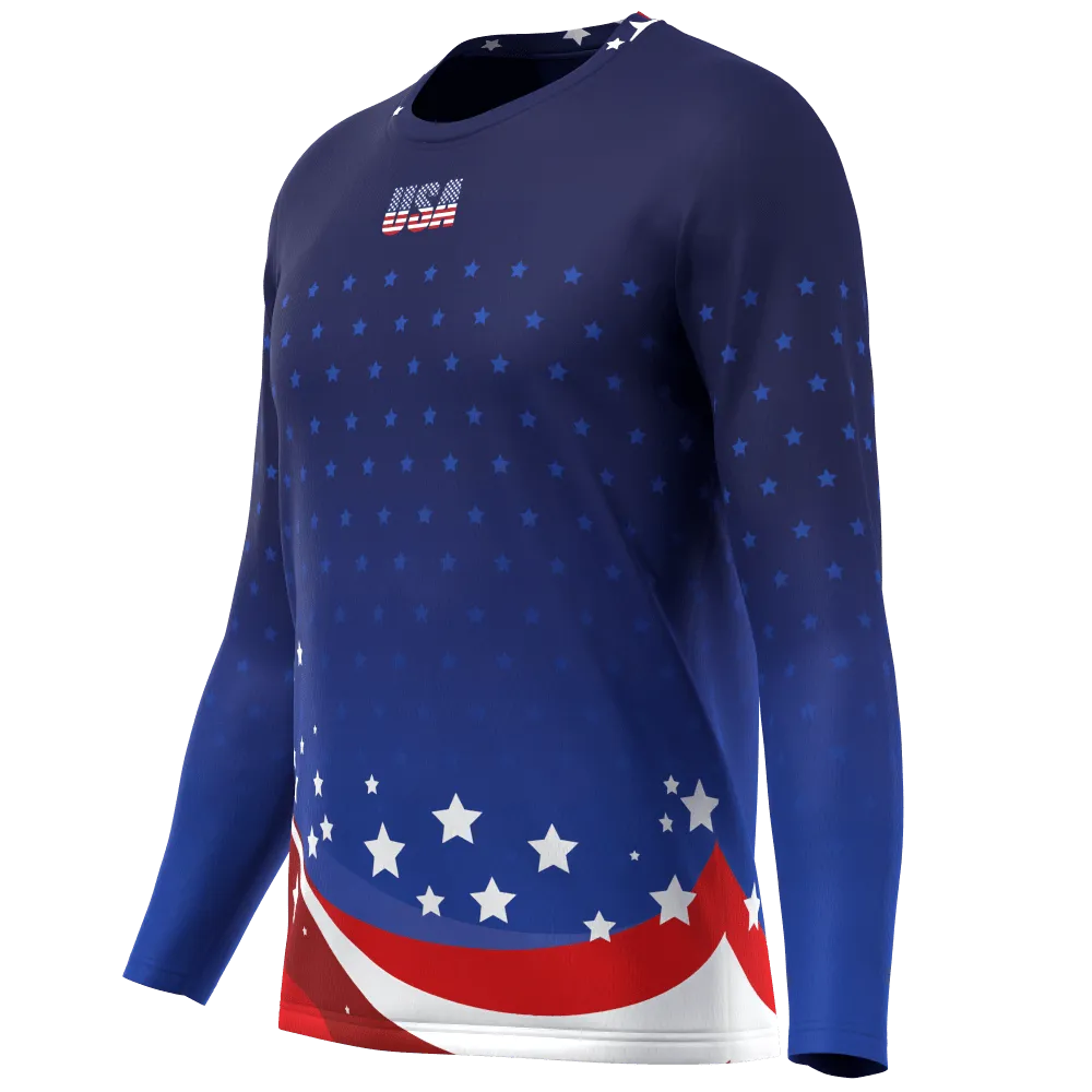 Men's American Stars and Stripes USA Icon Long Sleeve Running Shirt