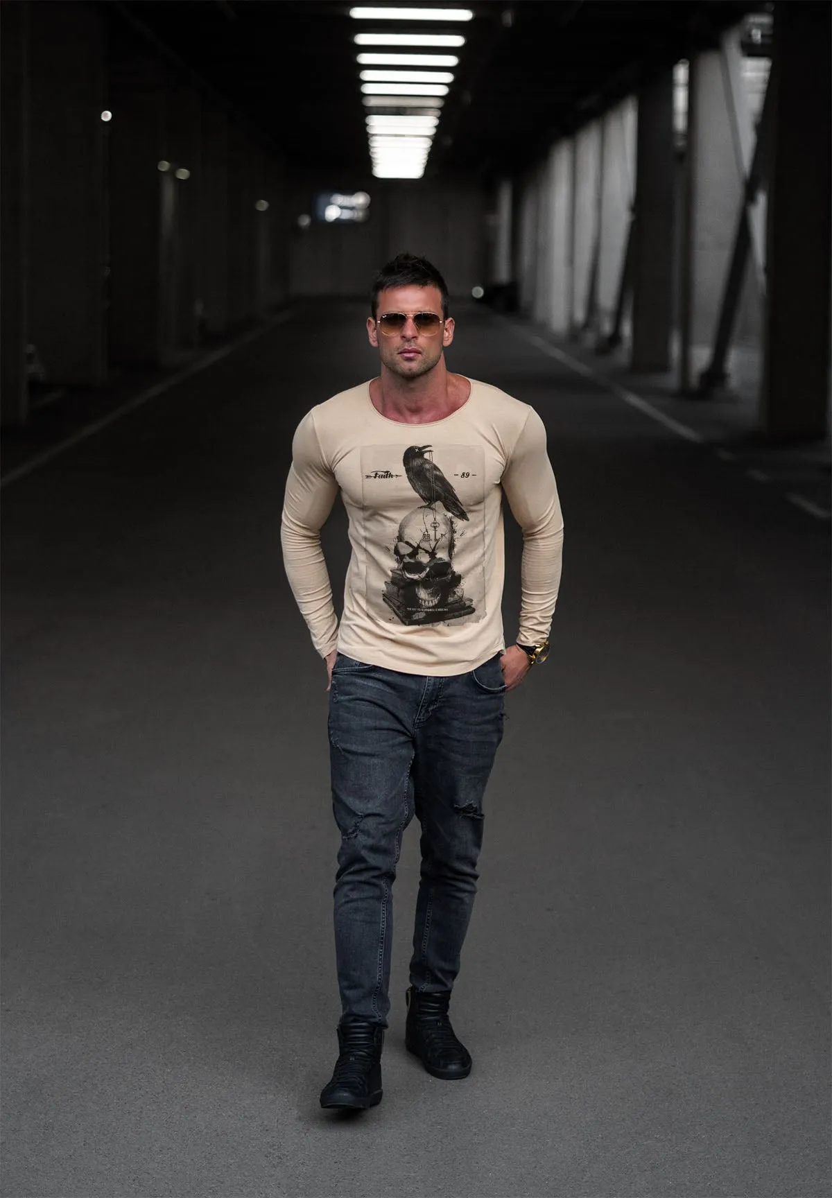 Mens Long Sleeve T-shirt "The missing key to happiness" MD845