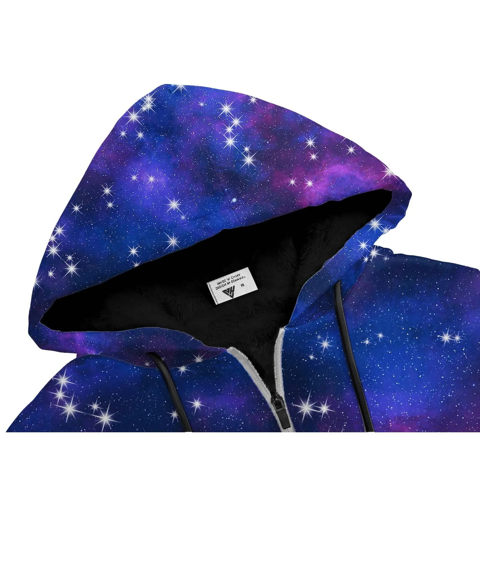 Men's Starry Sky Printed Zip-Up Fleece Hoodie-ZPK000265