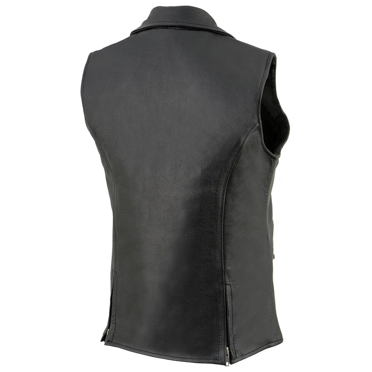 Milwaukee Leather MLL4521 Ladies Black Long Leather Vest with MC Lapel Collar