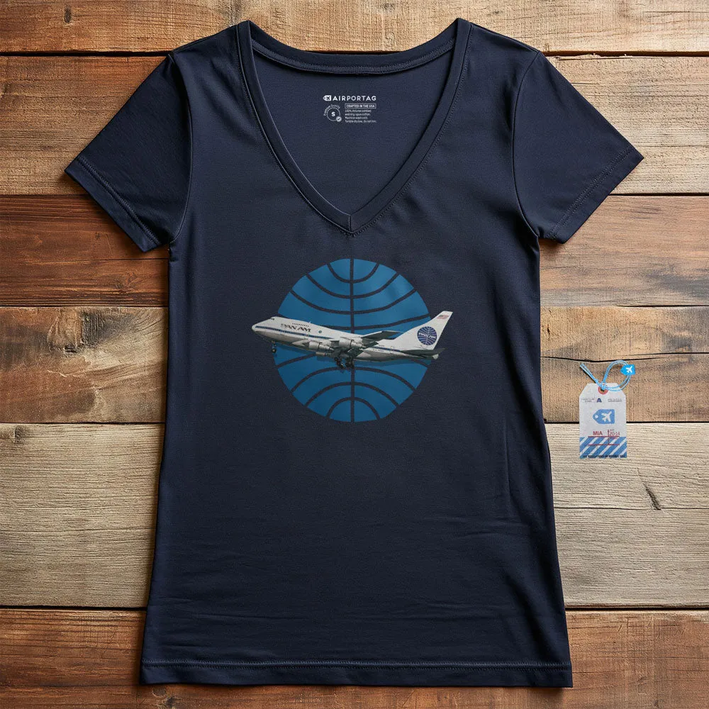 Pan Am Logo Airplane - Women's V-Neck T-Shirt